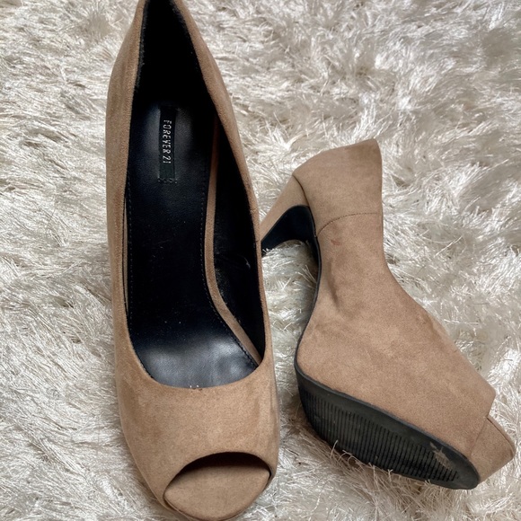Nude Faux Suede Pumps - Picture 9 of 10